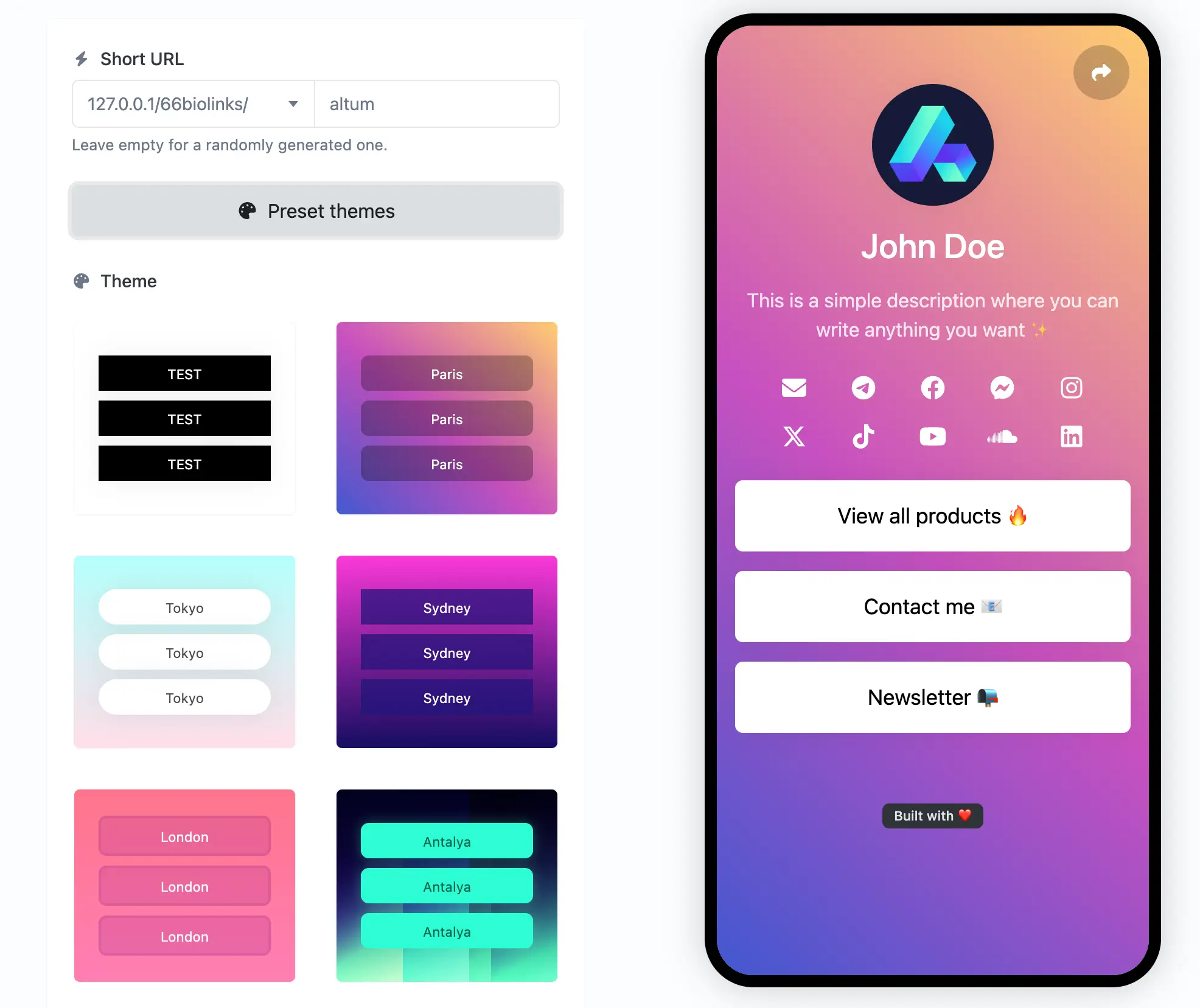 应用个人主页编辑页面截图